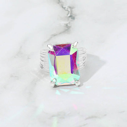 Emerald Cut Stone Adjustable Ring