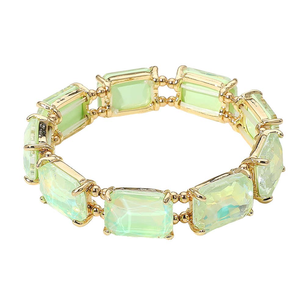 Emerald Cut Stone Stretch Evening Bracelet
