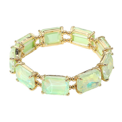 Emerald Cut Stone Stretch Evening Bracelet