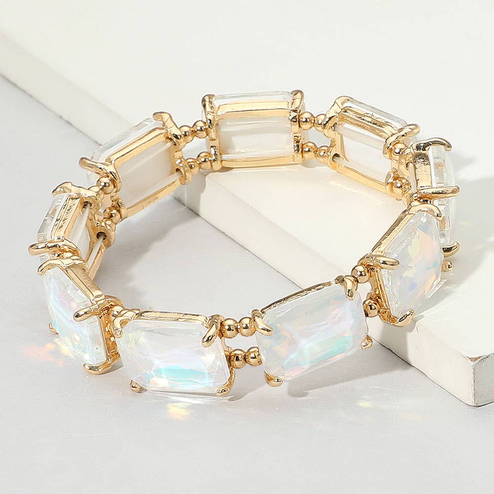 Emerald Cut Stone Stretch Evening Bracelet