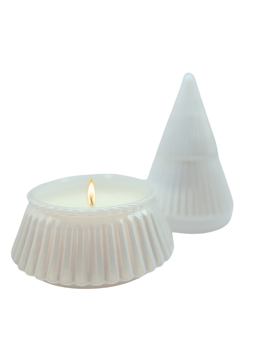 Winter Wonderland White Glass Tree Candle 9oz