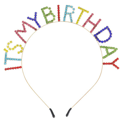 Rhinestone It's My Birthday Text Headband