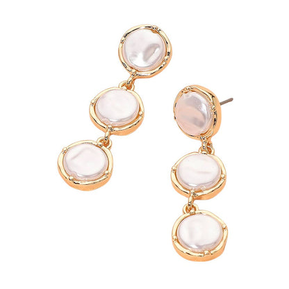 Triple Pearl Cluster Drop Earrings