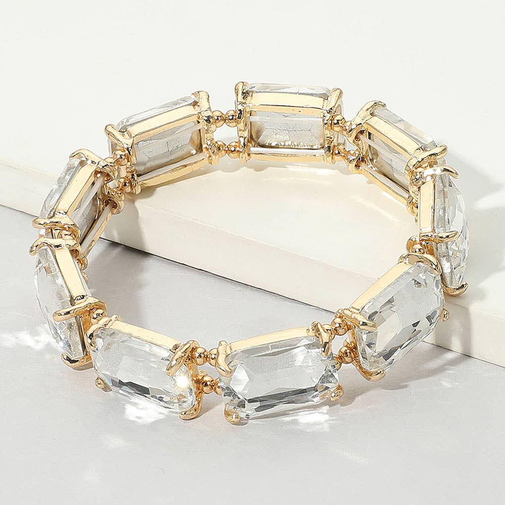 Emerald Cut Stone Stretch Evening Bracelet