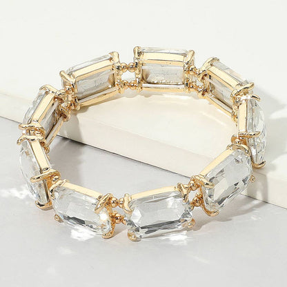 Emerald Cut Stone Stretch Evening Bracelet