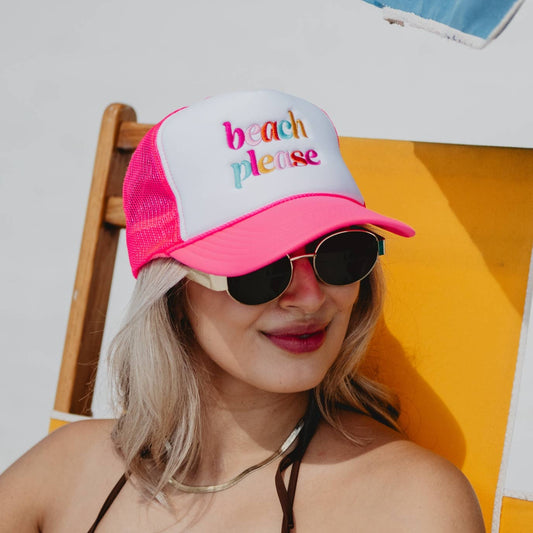 Beach Please (LOWER CASE) Foam Trucker Hat