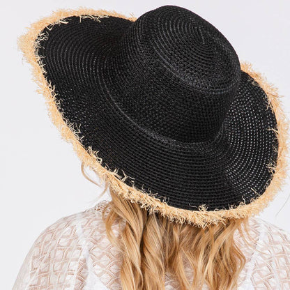 Frayed Edge Floppy Straw Sun Hat