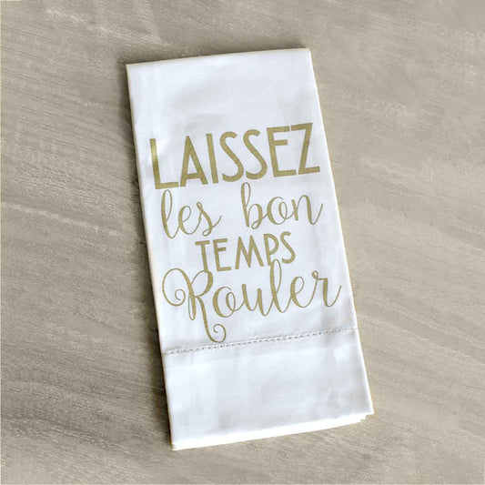 Laissez Hemstitch Hand Towel   White/Gold   20x28