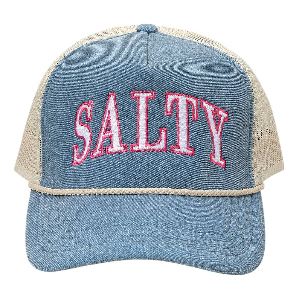 SALTY Message Embroidered Mesh Back Trucker Hat