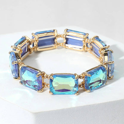 Emerald Cut Stone Stretch Evening Bracelet