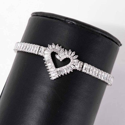 White Gold Plated Baguette Cut Cubic Zirconia Bracelet