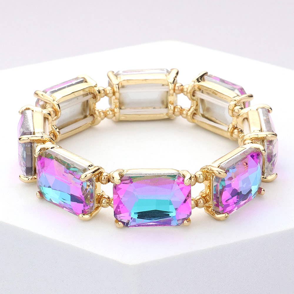 Emerald Cut Stone Stretch Evening Bracelet