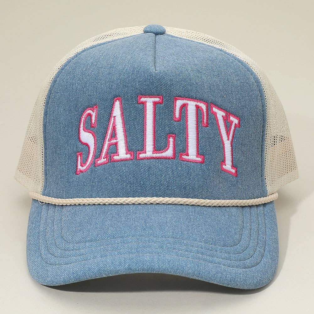 SALTY Message Embroidered Mesh Back Trucker Hat