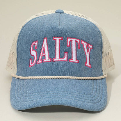 SALTY Message Embroidered Mesh Back Trucker Hat