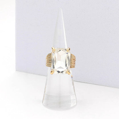 Emerald Cut Stone Adjustable Ring