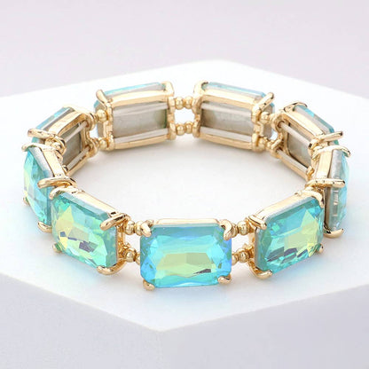 Emerald Cut Stone Stretch Evening Bracelet