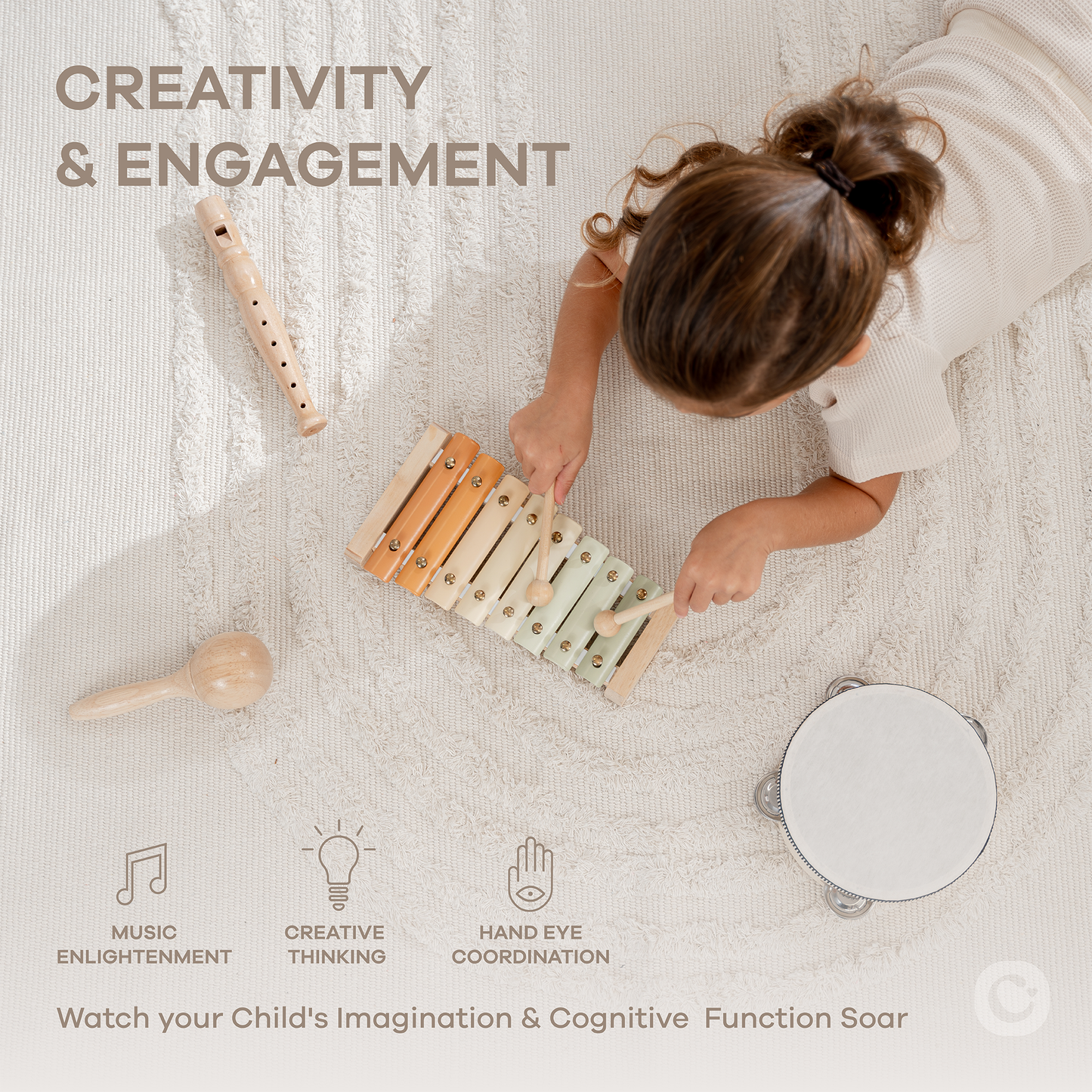Kids Musical Instruments Set, Montessori Toys by Comfy Cubs