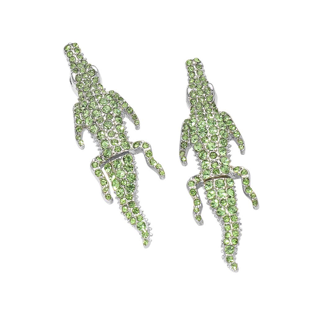 Stone Paved Crocodile/Alligator Earrings