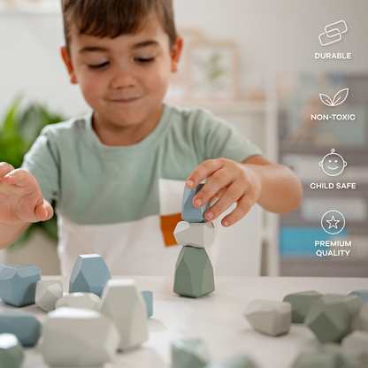 Stacking Rocks, 36 pcs Wooden Stacking Stones by Comfy Cubs