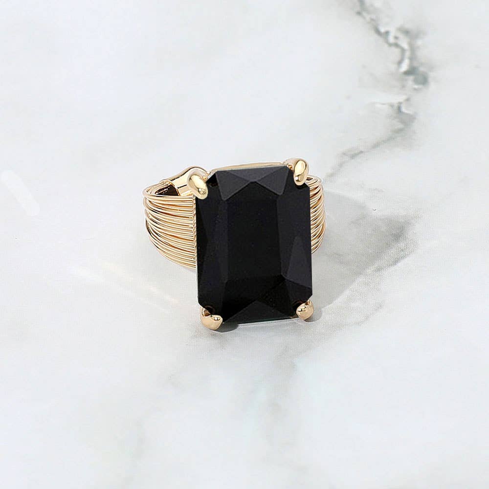 Emerald Cut Stone Adjustable Ring