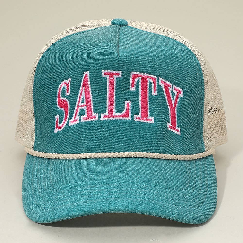 SALTY Message Embroidered Mesh Back Trucker Hat