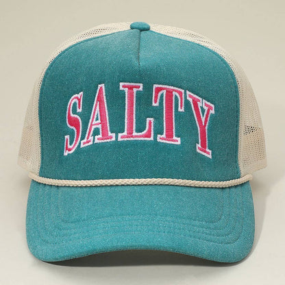 SALTY Message Embroidered Mesh Back Trucker Hat