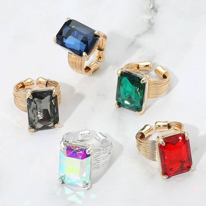 Emerald Cut Stone Adjustable Ring