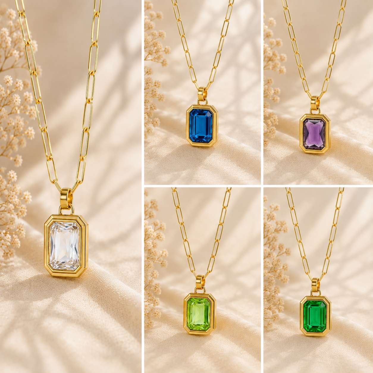 Gold Crystal Pendant Necklace