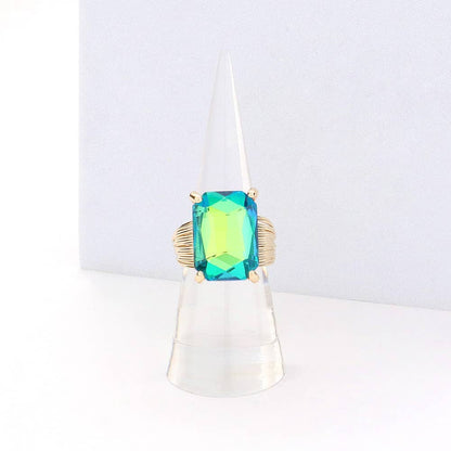 Emerald Cut Stone Adjustable Ring
