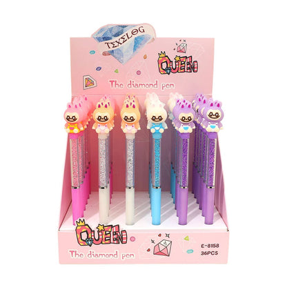 36PCS - Monster Bunny Top Queen Diamond Ball Pens