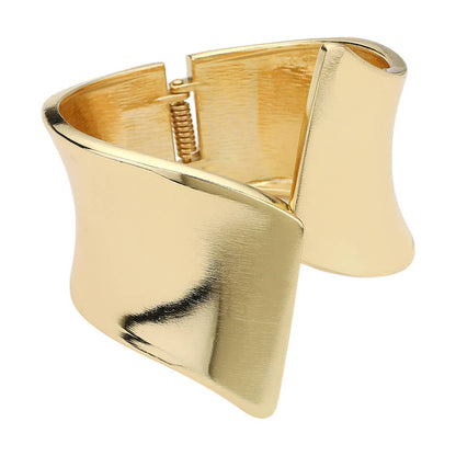 Metal Geometric Wide Hinged Bangle Bracelet