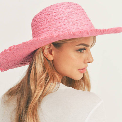 Trim Detailed Solid Straw Sun Hat