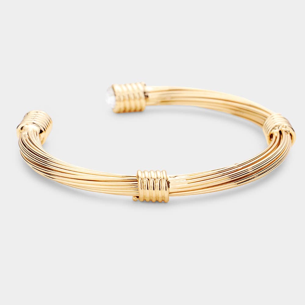 Round Stone Point Metal Cuff Bracelet