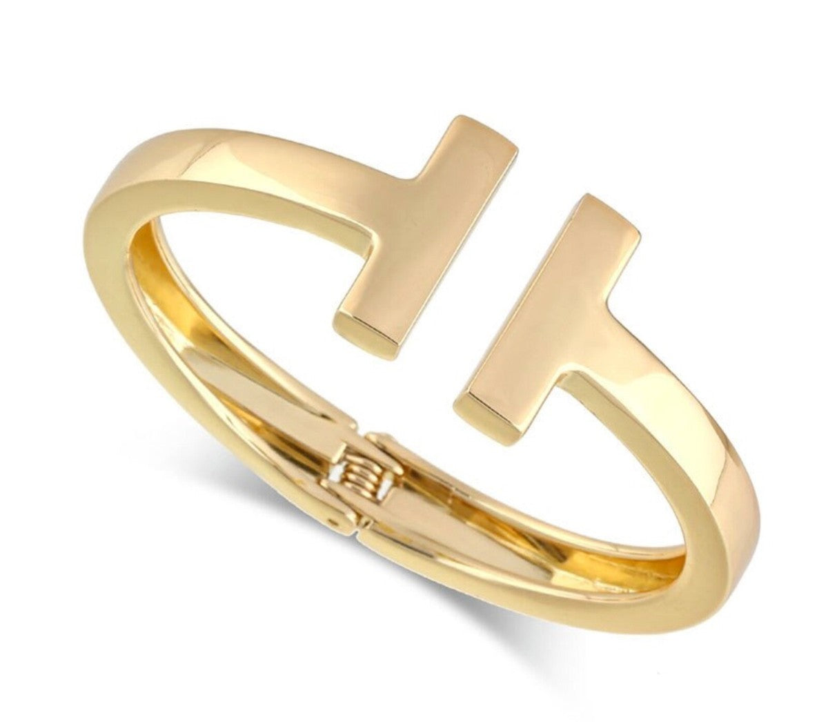 Gold T Open Cuff Bracelet
