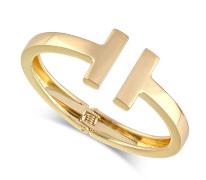 Gold T Open Cuff Bracelet