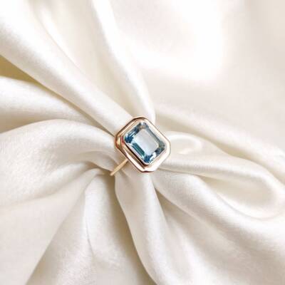 The Isla – Art Deco Blue Topaz Enamel Ring